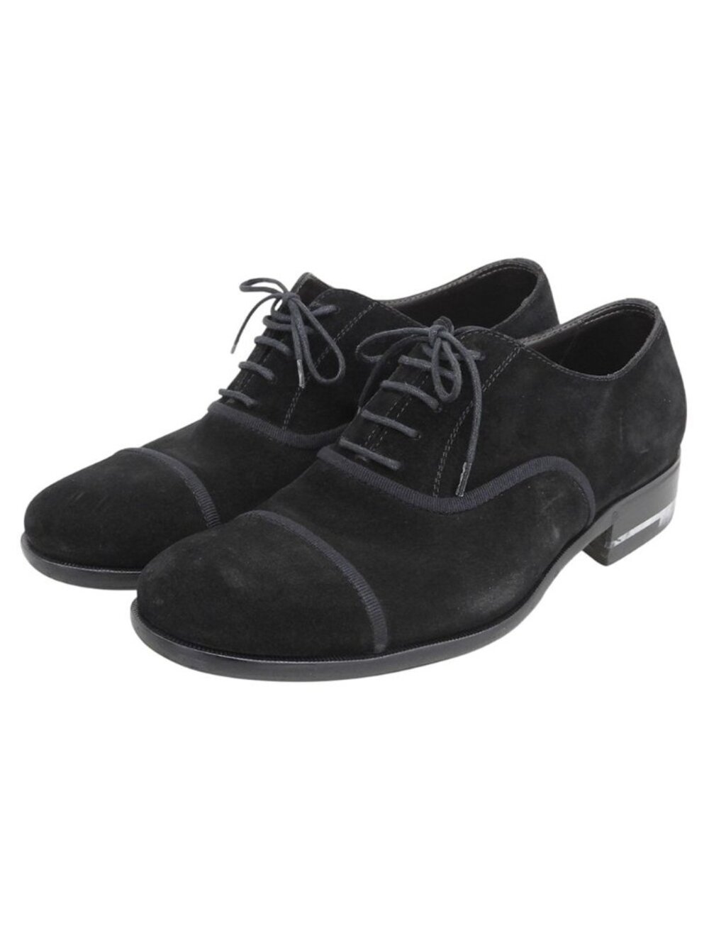 Bottega Veneta Suede Contrast Design Straight Tip Shoes Black